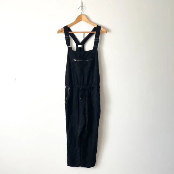 Aritzia Wilfred  Free Valletta Cropped Twill Overalls Black Size Small - Picture 5 of 9
